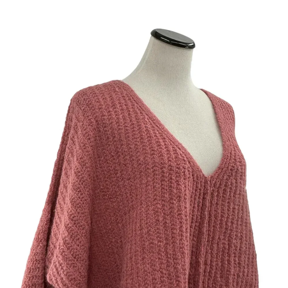 Free People Pink Rose Moonbeam V Neck Sweater